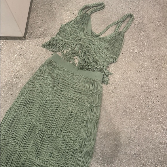 JONATHAN SIMKHAI Set XS Claudette Macramé Bralette & Cordelia Macrame Midi Skirt - Picture 5 of 8